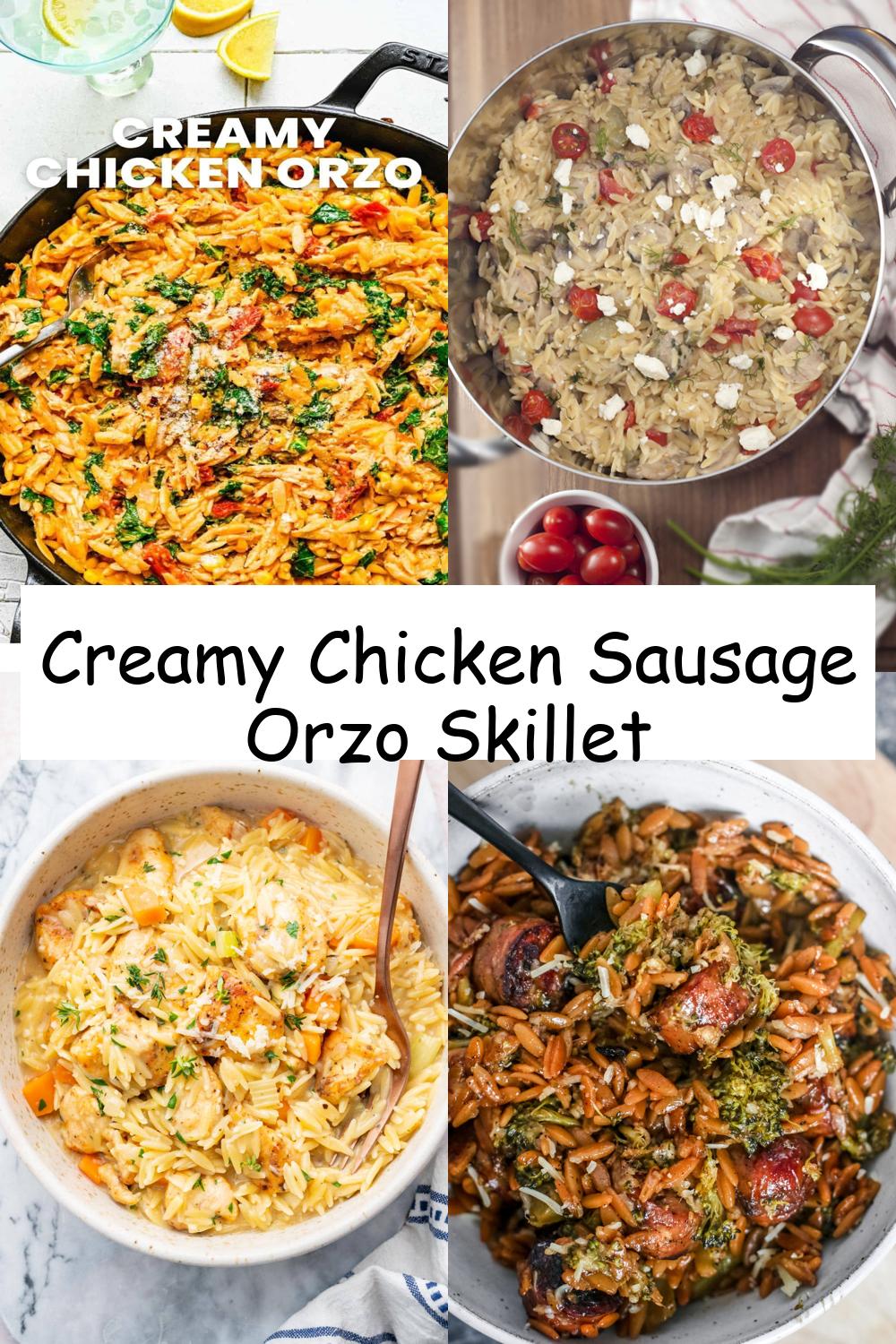 Creamy Chicken Sausage Orzo Skillet