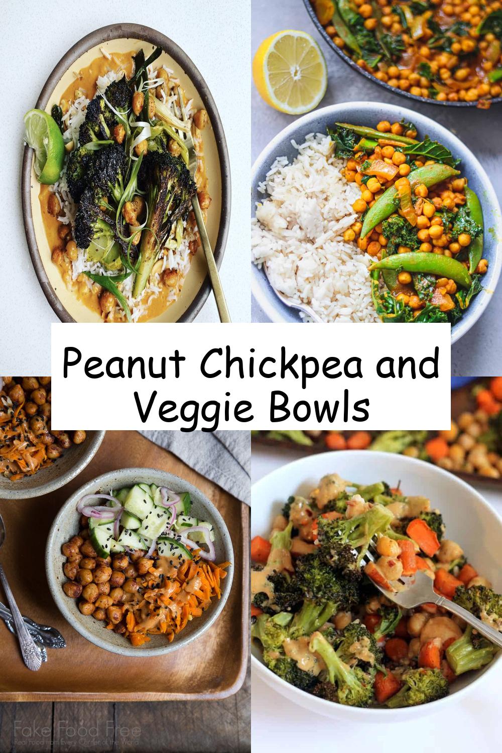 Peanut Chickpea and Veggie Bowls